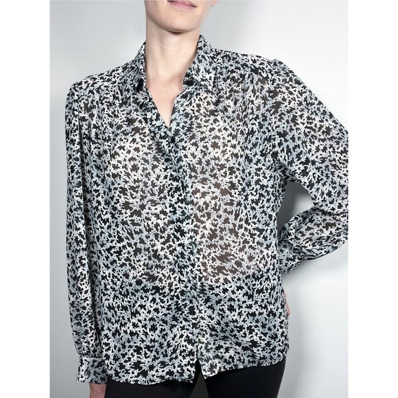 Vintage D’Allaird’s Splatter Print Sheer Blouse - Picture 2 of 10